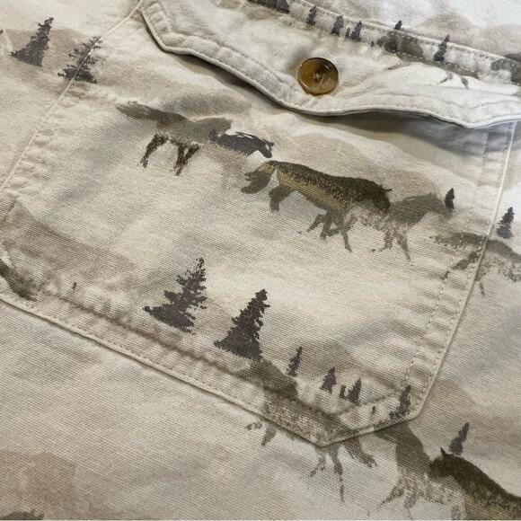 Woolrich Men’s Button Down Wild Horses Flannel size XL Off white and brown - Picture 10 of 14